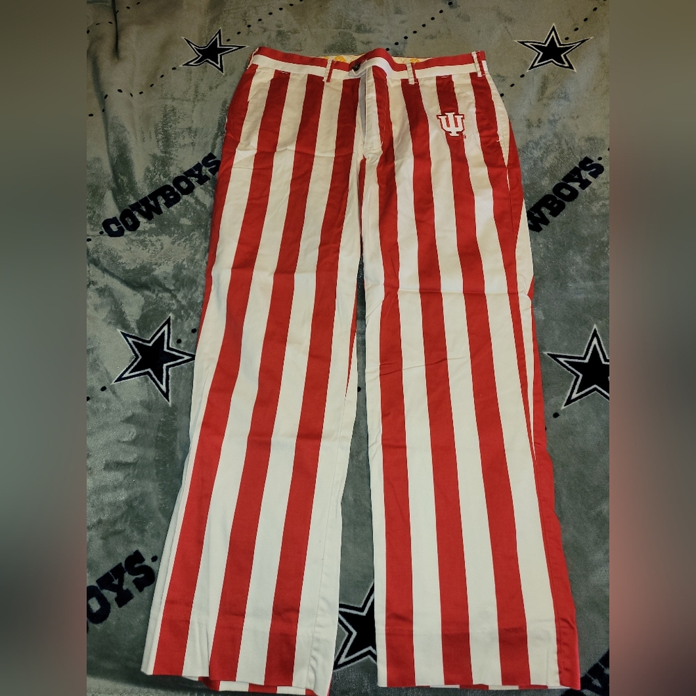 LOUDMOUTH GOLF INDIANA U STRIPED PANTS 34-28